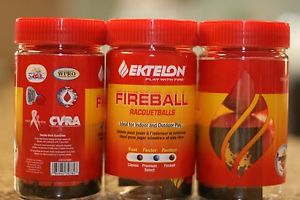 Ektelon Racquetball RED FIREBALL BALLS 3 CANS  of 2-ball TUBES, TOTALLY 6 BALLS