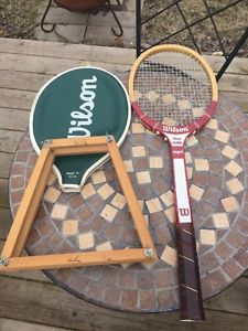 Vintage Wilson Stan Smith Capri Wood Tennis Racquet Cover And Brace 4 5/8 Grip