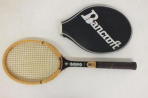 Vintage Bancroft Bjorn Borg Wooden Tennis Racquet w/4 5/8" Grip & Case EXCELLENT