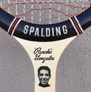 Vtg PANCHO GONZALES SPALDING SIGNATURE TENNIS WOOD RACKET RACQUET FIBRE WELDED