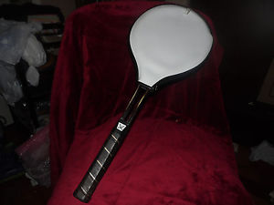Vintage Metal Racquet w/ cover tennis racquet. Made in USA 4 1/2" grip. Unknown