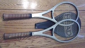 (2) VINTAGE AMF HEAD ARTHUR ASHE COMPETITION 3 TENNIS RACKET 1 W/cover 4 1/2"