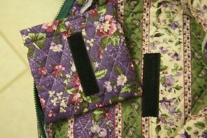 DESIGNER Tennis Racquet Cover~HANDMADE~Quilted Cotton~Purple/Green~NEW~Pockets