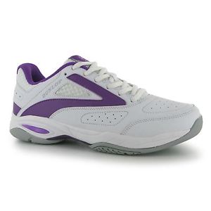 Dunlop Flash Classic Tennis Shoes Womens White/Purple Trainers Sneakers
