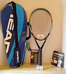 Head iX 1 OS Tennis Racquet 4 3/8 NEW STRINGS/GRIP + NEW Head 2 Pack Tennis Bag