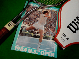 VINTAGE WILSON T2000 JIMMY CONNORS METAL TENNIS RACKET W/COVER 4 1/2 MEDIUM USA