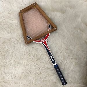 Vintage Wilson Wooden Tennis Racquet Sport Blue White Red + press