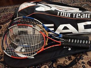 Lot Of 3, Head Tennis Rackets With bag.Liquidmetal Radical,4,TI Conquest