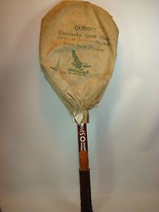 Old Wood Spalding Championship Tennis Racquet w Scarce Original Cloth Head Cover