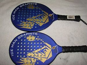 2 Ice Man Graphite- TPC The Paddle Company- Blue Racquets** Nice**