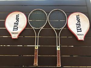 2x VINTAGE WILSON T2000 TENNIS RACQUET WITH COVERS