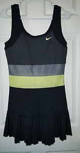 Nike Tennis dress, Dri-Fit, gray/black/yellow, women size L Large