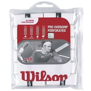 Wilson Pro Overgrip Perforated 12 Pack - White - Tennis - Badminton - Squash