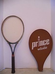 Prince Woodie Tennis Racquet Racket 4-3/8 + Cover + Leather Grip - Nice Vintage