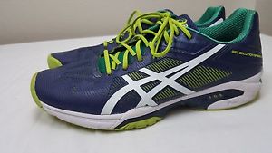 Asics Gel Solution Speed 3 MEN Blue/White/Lime E600N Running Tennis shoes SZ11.5