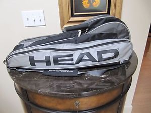 HEAD Tennis Racquet Tour Team Bag  Black Grey 2 main Compartment Holds 2-6