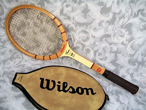 Vtg 1950's 60's WILSON JACK KRAMER AUTOGRAPH Wooden Tennis Racket With Cover
