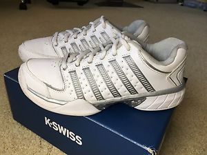 K Swiss Hypercourt Express Women's Tennis Shoes 7B Wht/Silver/Glc Grey