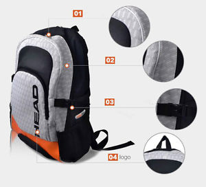 Head Orange Gray Tennis Backpack TTM-153 Racquete Tennis Bag