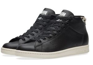 New Adidas Men's Men Stan Smith Mid Black Leather Pony Hair Leopard Shoes 13 US