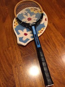 Vintage Wilson Wood Stan Smith Championship Tennis Racquet 4 5/8 Knitted Cover