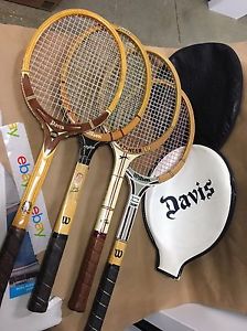 Lot Of 4 Vintage wood tennis rackets raquets Decoration Wilson Davis Slazenger