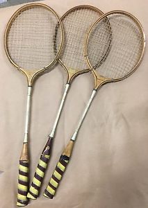 Lot of (3) Vintage Wooden Badminton Racquets National King Decoration