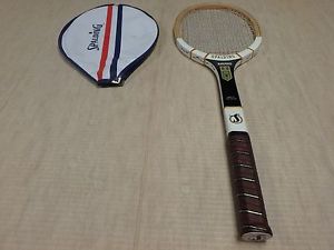 SPALDING AWARD TENNIS RACQUET   WOODEN   HEAD COVER   POWER PLY  VINTAGE