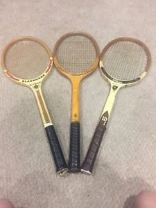 3 Vintage Wilson and Slazengers Tennis Rackets