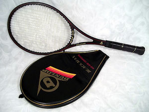 Vtg 1980s Dunlop Black Max Mid-Size Graphite Glass Composite Tennis Racket (2)