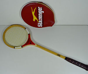 Vintage Slazenger Eclipse No. 4022 Wood & Fiberglass Racket & Vinyl Logo Cover!