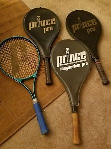 Lot 4 Tennis Rackets Racquets Prince  pro magnesium pro , impact  vintage used.