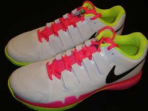 NIKE WOMEN'S VAPOR TOUR TENNIS SHOE WHITE/PINK/VOLT SIZE 6.5 631475-107