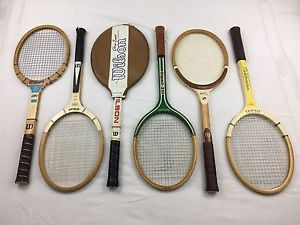 Lot (6) Vintage Wood Racquets Racquet Wilson Spaulding Pancho Billie Net Plus