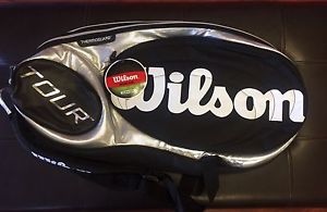 NWT Wilson '12 Tour 9X Tennis Bag w/ Thermo & Moistureguard Black/Silver/White