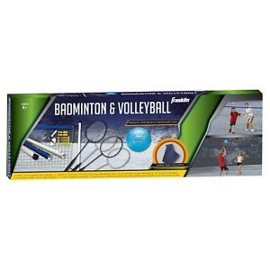 Franklin Sports Badminton & Volleyball Set Pump Net Stakes Ball Birdies Racquets