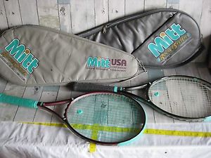 His & Hers Set of (2) MITT 97 Rocker System 4 1/2 Grip Tennis Racquet Lot Racket