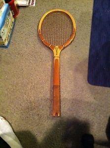 VINTAGE CHAMPION WOOD TENNIS RACKET WITH WOOD HOLDER