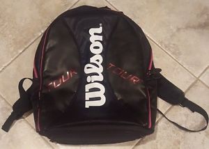 Wilson 12 Tour Tennis Backpack Black/Pink Racquet Back pack Carry Bag