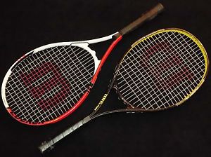 2 EXCELLENT CONDIT. WILSON TENNIS RACQUETS - 1 POWER STRING + 1 FUSION XL