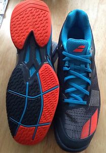 New Men's Babolat Jet All Court, Grey/Red/Blue, Size 11.5
