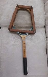 Vintage Wilson Bobby Riggs Golden Wooden Tennis Racquet W. Bracket Frame