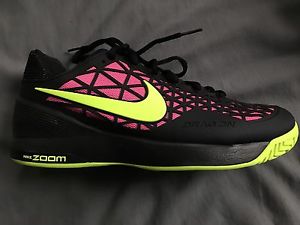New Nike Zoom Cage 2 Drag On Women's Tennis Shoe, Black/Pink/Volt, Size 8