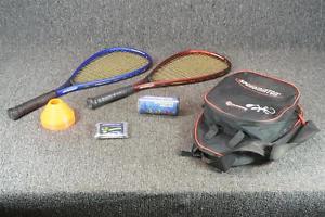 Set Of 2 Speedminton Racquets Indigo And Red With Bag