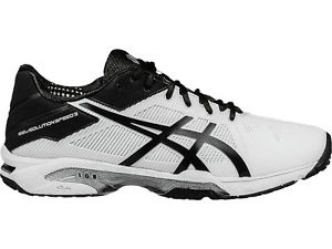 ASICS Gel-Solution Speed 3 Tennis Shoe, Men's 10, White/Black/Silver E600N
