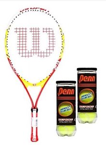 Wilson US Open Youth Tennis Racket 23" And (2) Pack Of Penn Tennis Balls