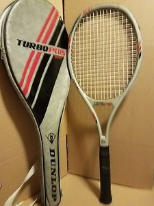 DUNLOP TURBO PLUS GRAPHITE FIBERS TENNIS RACKET  4 1/2 with bag and strap