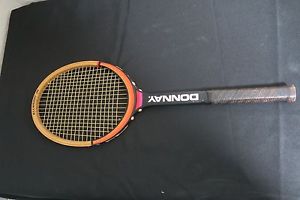 Vintage Donnay Allwood Jr Tennis Racket Wood, Orange Pink, Red, Purple