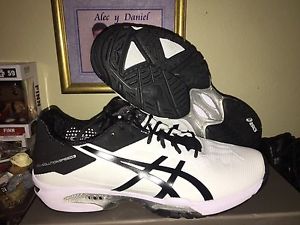 ASICS Gel-Solution Speed 3 Tennis Shoe, Men's 10.5, White/Black/Silver E600N