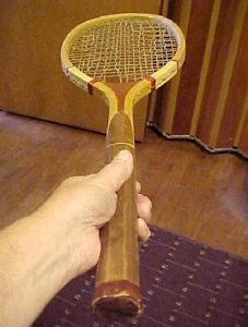 Tennis Racquet~Old/Antique 20-30s w/Old Wooden Anti-Warp Guard~Nice for Display